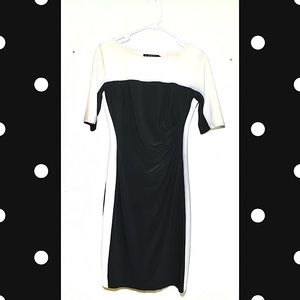 Ralph Lauren B&W color block career dress